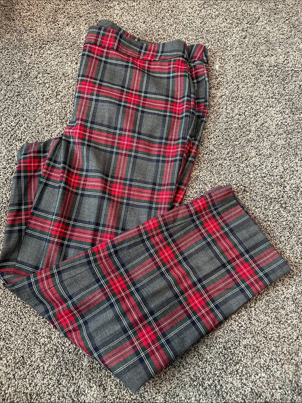 NWOT Talbots Women’s Red & Gray Plaid Slim Ankle Pant size 14W